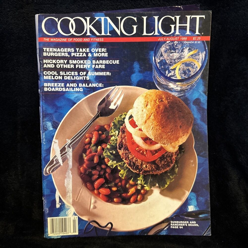 Vintage July/August 1989 Cooking Light Magazine of Food and Fitness Burgers